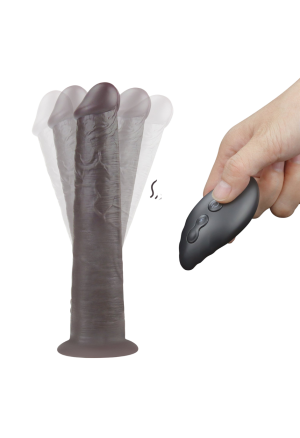 Realistyczne dildo z dwuwarstwowym trzonem z wibracją i funkcją rotacji sterowane pilotem