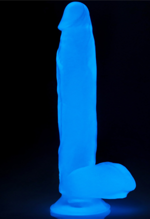 Świecące w ciemności duże dildo - 26 cm