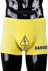 Śmieszne, żółte bokserki z napisem Danger