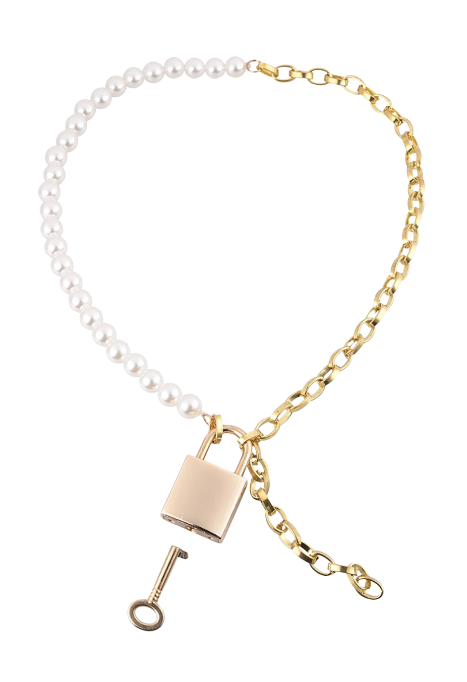 Nieszablonowy choker połączenie łańcuszka i białych pereł Nieszablonowy choker połączenie łańcuszka i białych pereł