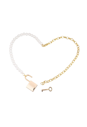 Nieszablonowy choker połączenie łańcuszka i białych pereł