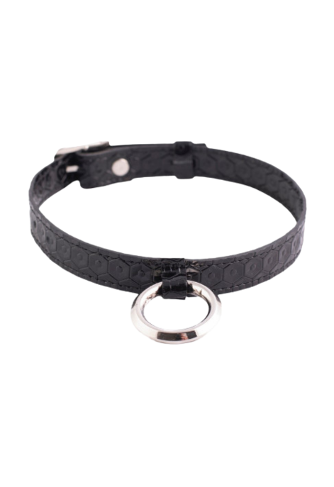 Choker z geometrycznym wzorem ze skóry naturalnej