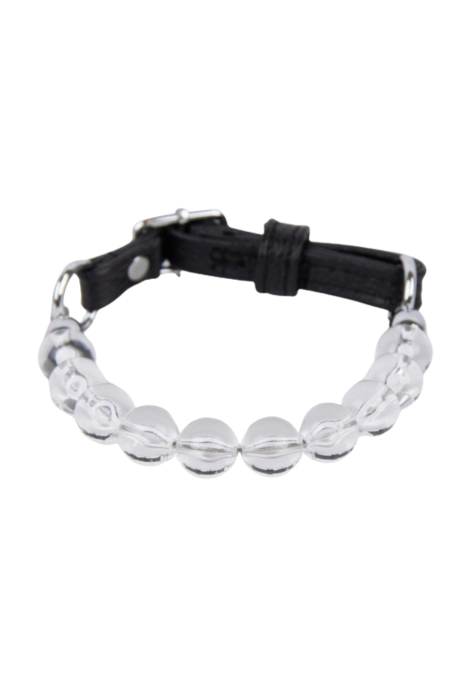 Szykowny choker z transparentnych pereł i naturalnej skóry Szykowny choker z transparentnych pereł i naturalnej skóry
