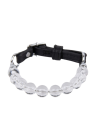 Szykowny choker z transparentnych pereł i naturalnej skóry