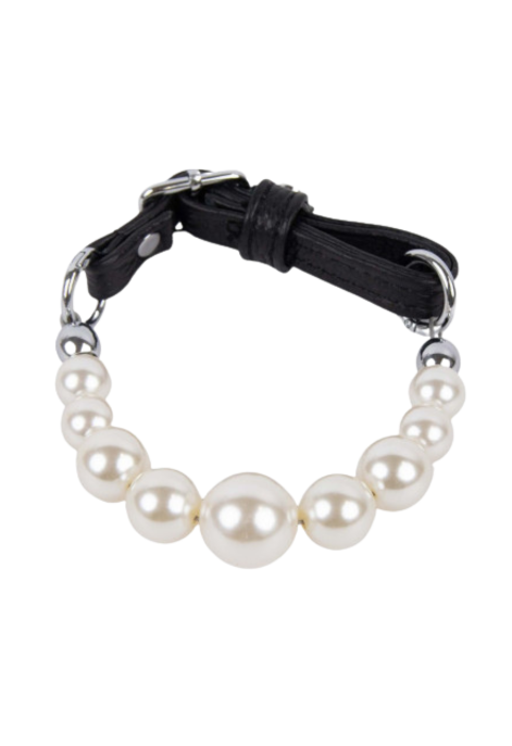 Luksusowy, perłowy choker z paskiem z naturalnej skóry Luksusowy, perłowy choker z paskiem z naturalnej skóry