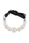 Luksusowy, perłowy choker z paskiem z naturalnej skóry