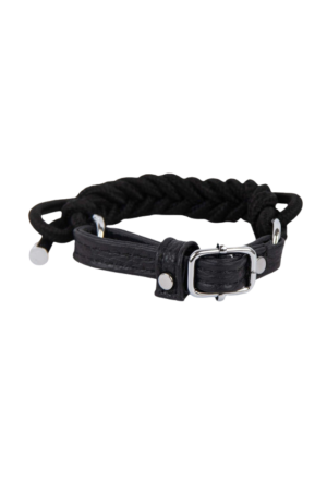 Ręcznie pleciony choker z paskiem z naturalnej skóry