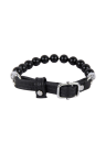 Elegancki choker z naturalnej skóry i małych, czarnych pereł