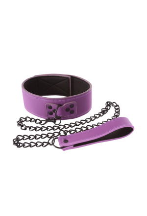 Purpurowa obroża zapinana na rzepy + smycz
