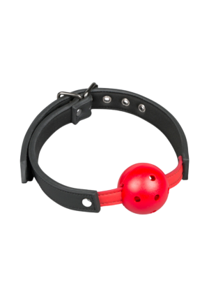 Knebel kulkowy w kolorze czerwonym, oddychający ball gag