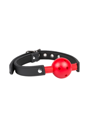 Knebel kulkowy w kolorze czerwonym, oddychający ball gag