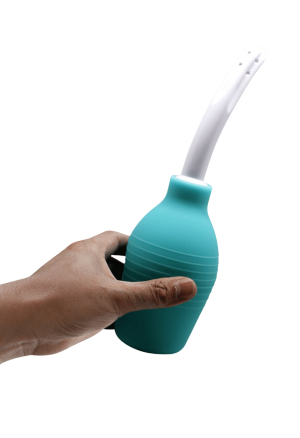 Niebieska, elastyczna gruszka analna - 310 ml