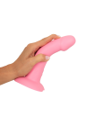 Różowy wibrator wykonany z jedwabiście gładkiego silikonu - 19 cm