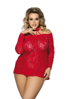 Seksowna, czerwona koszulka z długim rękawem Plus Size