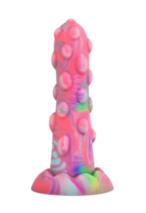 Kolorowe dildo ze stymulującą teksturą - 15,5 cm