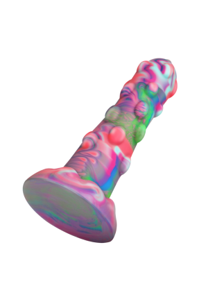 Kolorowe dildo ze stymulującą teksturą - 15,5 cm