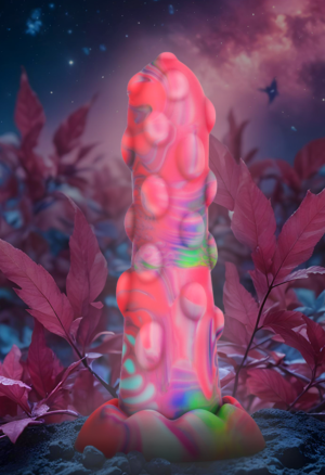 Kolorowe dildo ze stymulującą teksturą - 15,5 cm