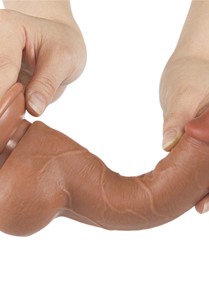 Dildo z dwuwarstwowego materiału z przesuwającą się skórą - 19,5 cm