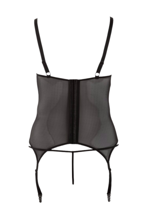 Kuszący gorset z kwiecistą koronką oraz otwartymi miseczkami - Plus Size