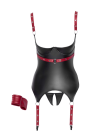 Ekscytujący gorset w stylu bondage z czerwonymi dodatkami