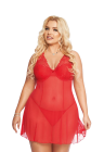 Zmysłowa, czerwona koszulka nocna ze stringami - plus size