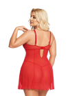 Zmysłowa, czerwona koszulka nocna ze stringami - plus size