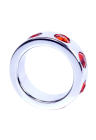 Ozdobny, metalowy ring erekcyjny z czerwonymi diamencikami