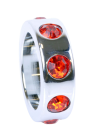 Ozdobny, metalowy ring erekcyjny z czerwonymi diamencikami