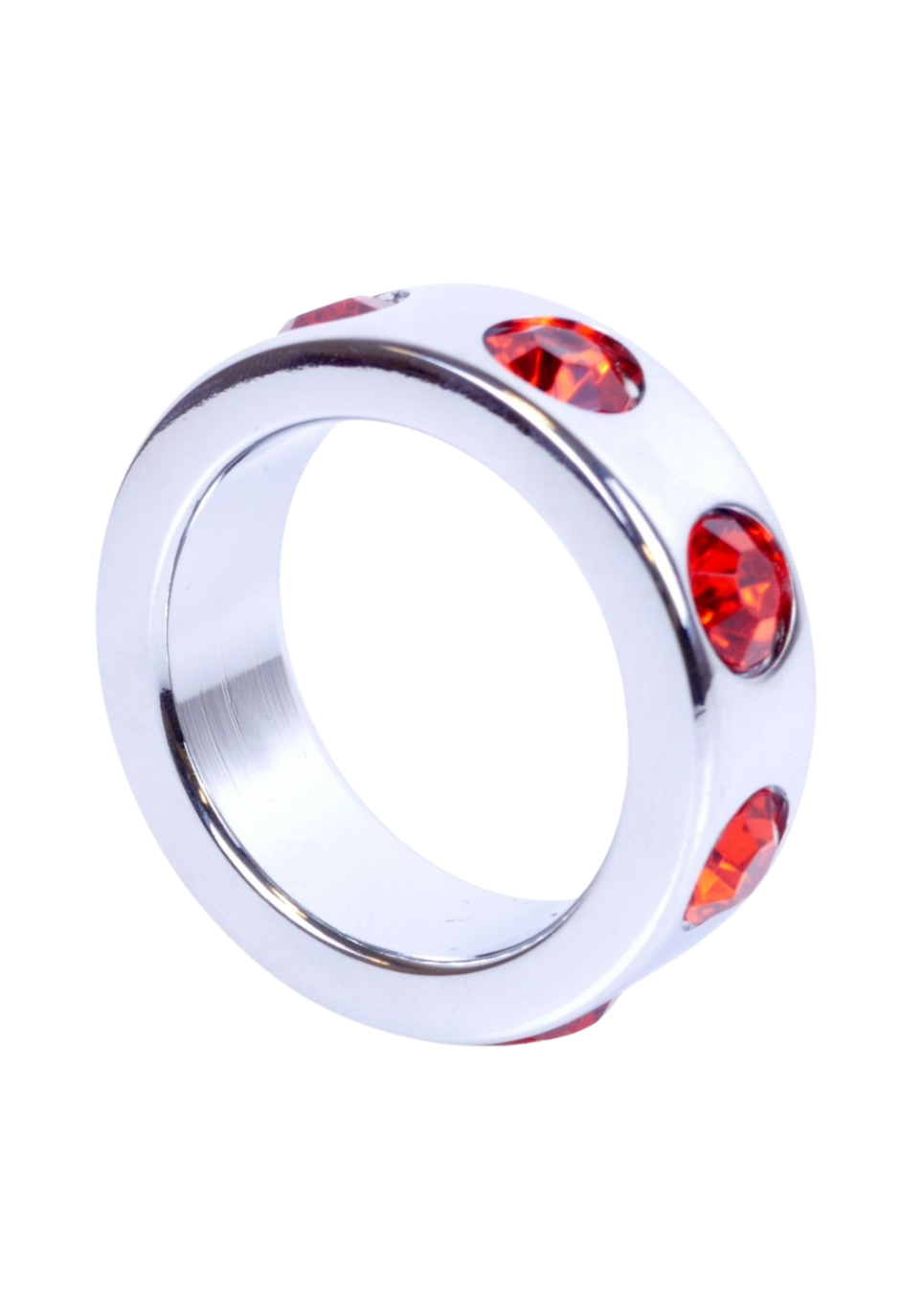 Ozdobny, metalowy ring erekcyjny z czerwonymi diamencikami Ozdobny, metalowy ring erekcyjny z czerwonymi diamencikami