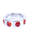 Ozdobny, metalowy ring erekcyjny z czerwonymi diamencikami