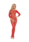 Czerwone, siateczkowe bodystocking z otwartym krokiem - rozmiar S-L