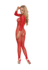Czerwone, siateczkowe bodystocking z otwartym krokiem - rozmiar S-L