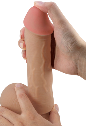 Realistyczne dildo z ruchomą skórą i mocną przyssawką - 23,4 cm