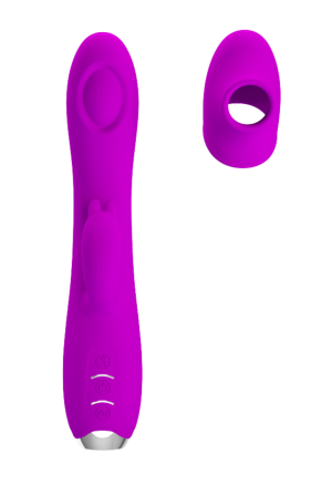 Purpurowy wibrator z nakładką do stymulacji sutków