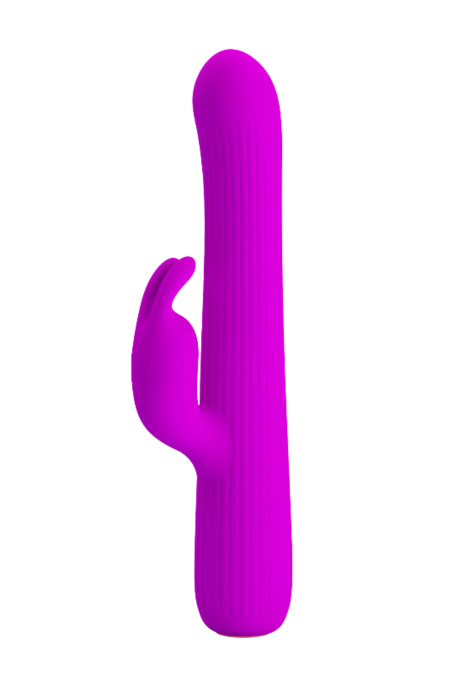 Prążkowany wibrator z funkcją rotacji, purpurowy