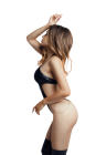 Body z materiału typu wetlook z ozdobnym łańcuszkiem po boku