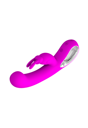 Wibrator z uroczym króliczkiem i rękojeścią, purpurowy