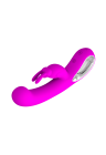 Wibrator z uroczym króliczkiem i rękojeścią, purpurowy