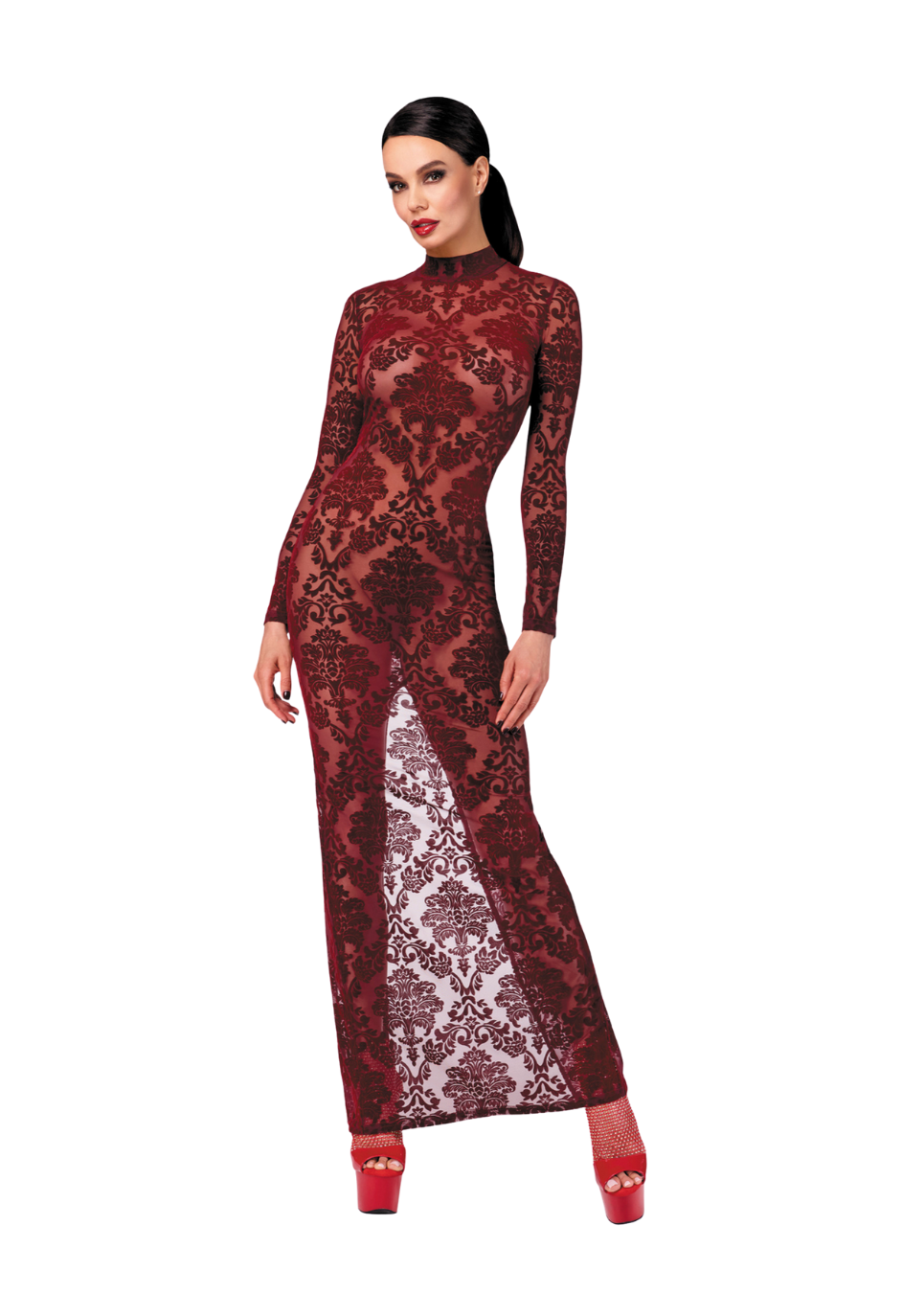 Elegancka, długa sukienka z bordowego tiulu Elegancka, długa sukienka z bordowego tiulu