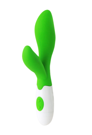 Neonowozielony wibrator z króliczkiem