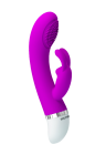 Purpurowy wibrator z króliczkiem i fakturą stymulującą