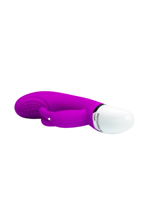 Purpurowy wibrator z króliczkiem i fakturą stymulującą