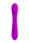 Elegancki silikonowy wibrator z króliczkiem - USB - purpurowy