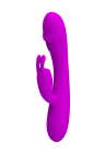 Elegancki silikonowy wibrator z króliczkiem - USB - purpurowy
