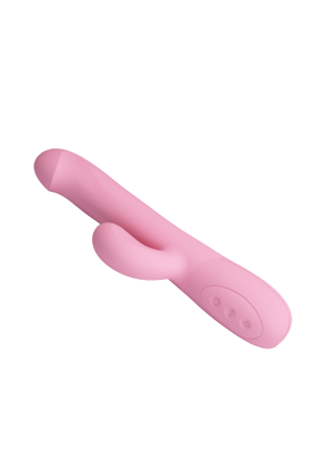 Silikonowy wibrator z 4 trybami rotacji, różowy
