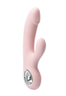 Elegancki silikonowy wibrator ze stymulatorem - USB - różowy