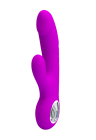Elegancki silikonowy wibrator ze stymulatorem - USB, purpurowy