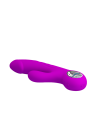 Elegancki silikonowy wibrator ze stymulatorem - USB, purpurowy