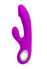 Elegancki silikonowy wibrator ze stymulatorem - USB, purpurowy