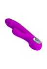 Elegancki silikonowy wibrator ze stymulatorem - USB, purpurowy